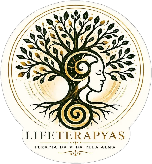 Símbolo Lifeterapyas: árvore da vida com espiral dourada